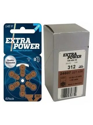 Набор батареек для слуховых аппаратов №312 "Extra Power"
