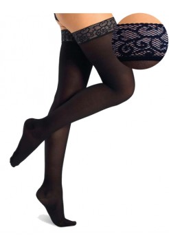 Чулки с ажурной силиконовой резинкой (бежевые, черные) 2 класс компрессии, 1 рост (ИЧЖ-1р2к)