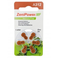Набор батареек ZeniPower для слуховых аппаратов, тип 312